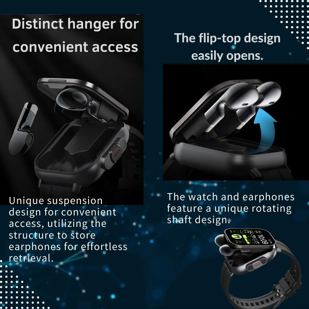 2025 D8 2" Smartwatch With Earbuds Multifunctional Bt Call NFC Pedometer For Men for iPhone Android