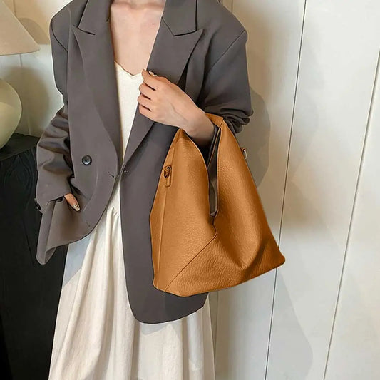 Tote Purse for Women PU Leather Solid Shoulder Bag Large Capacity Crossbody Bags 2024 Trend Ladies Handbag Versatile Satchel Bag