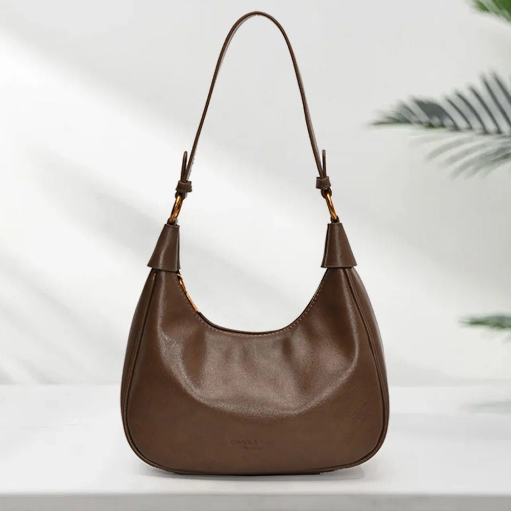 Shoulder Bag for Women Adjustable Strap Underarm Bag PU Leather with Zipper Hobo Bag Solid Handbag Work Travel Bag