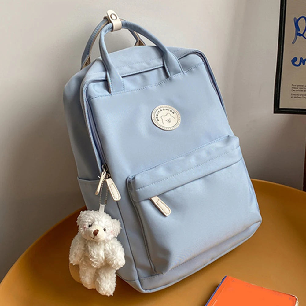 Stylish Teens School Backpack Large Capacity with Plush Pendant for Travel Camping Sports and Work