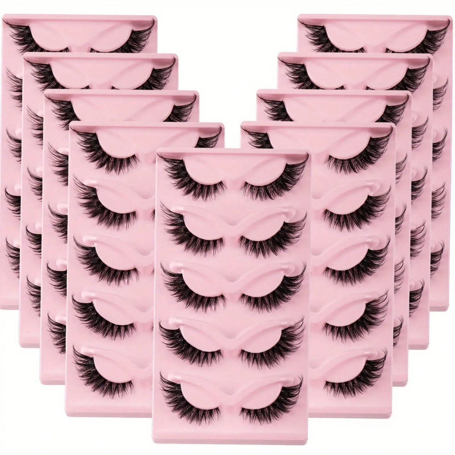 9Boxes (45Pairs) Cat Eye Lashes Fake Eyelashes Natural Long Manga Lashes Winged End Eye Elongated Eyelashes Fake Lashes Makeup