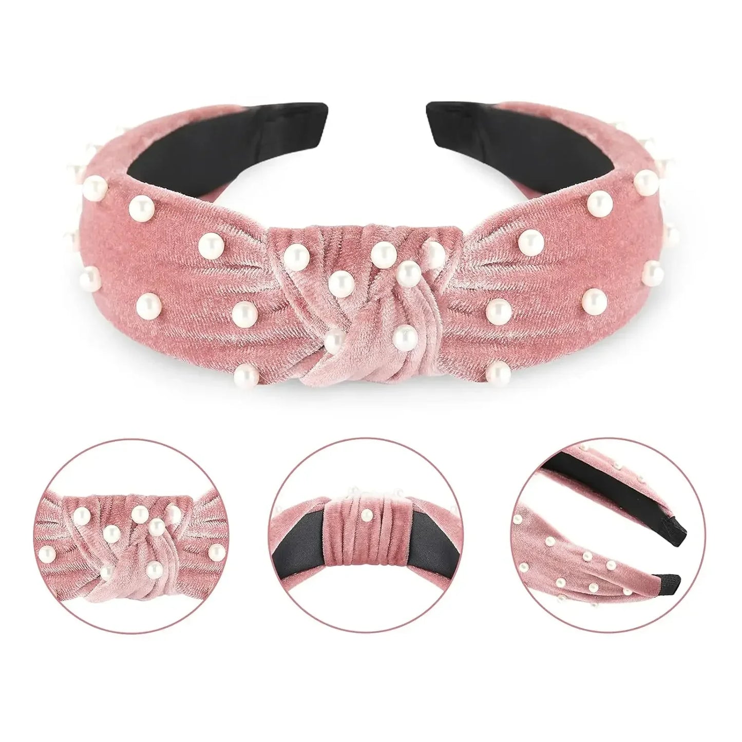 Fashion Headbands for Women Girls, 10 Pcs Knotted Pearl Wide Top Knot Turban Hair Bands/ Hoops Vintage Velvet Leopard Print