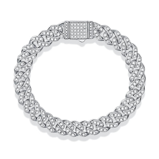 JIU ZUAN S925 Silver Moissanite Light Of Faith LuxuriousBracelet For Men And Women, Cuban Chain,For Engagement, Anniversary