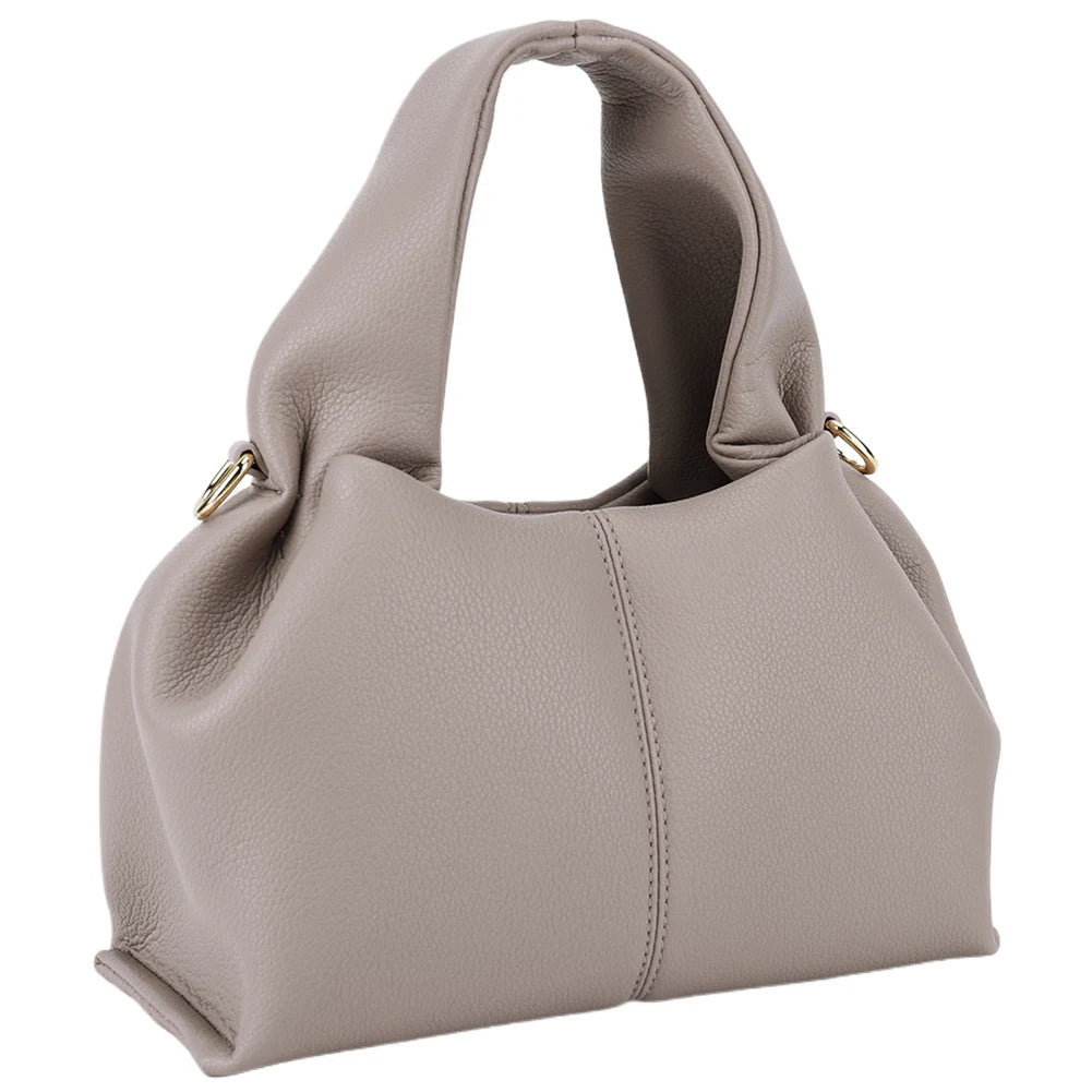 Soft Cloud Bag Solid Color Dumpling Clutch Purse with Removable Strap Retro Crossbody Bag Top Handle Bag for Women