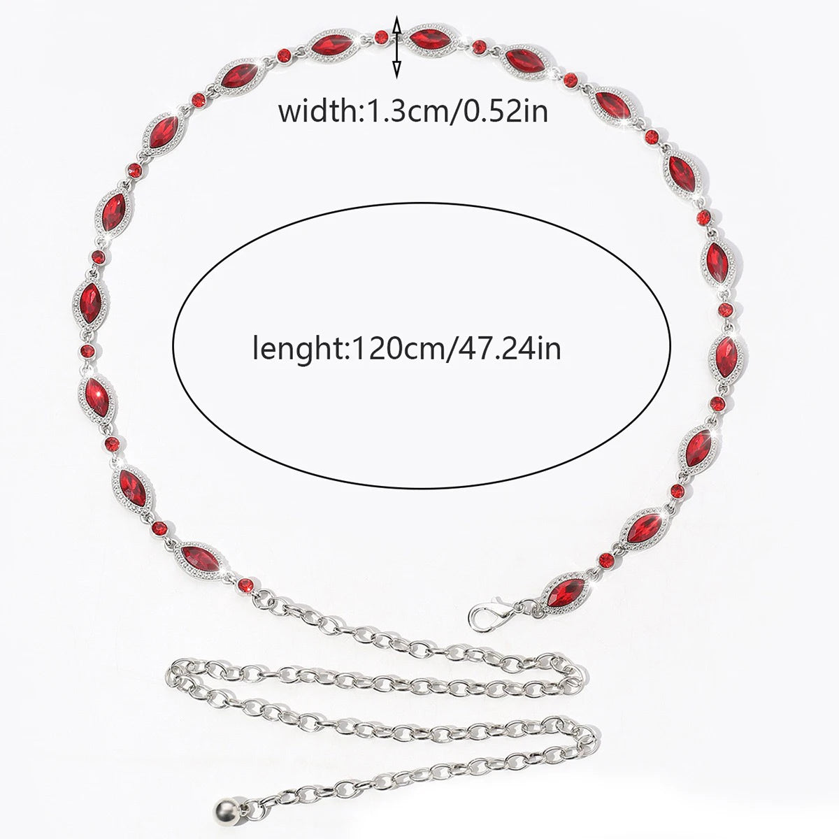 Shining Green Red Artificial Crystal Waist Chain Single Piece Stylish Luxury Design Belt For Women Party Evening Dance Accessory