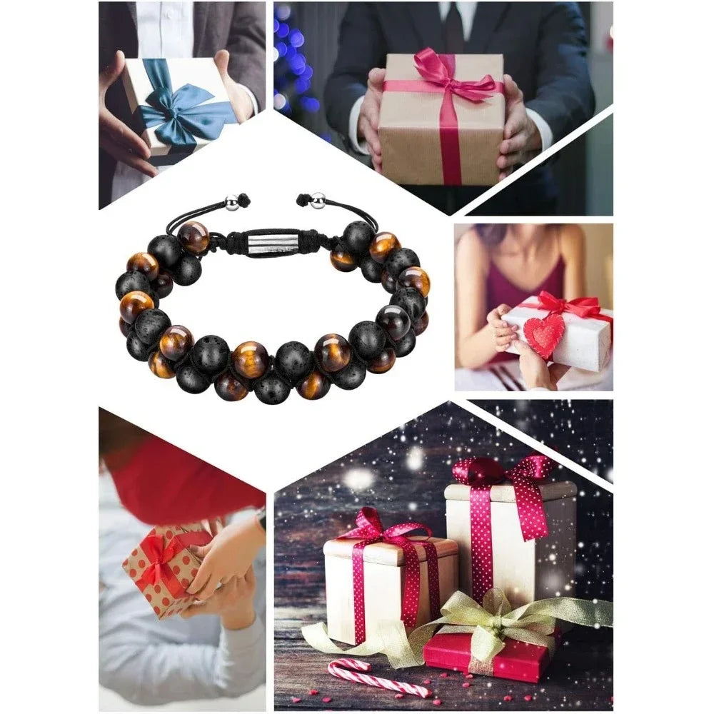Bead Chakra Bracelets for Men and Women, Double-layered Healing Yoga Crystals Beaded Bracelet, Natural Stone Mens Bracelet for