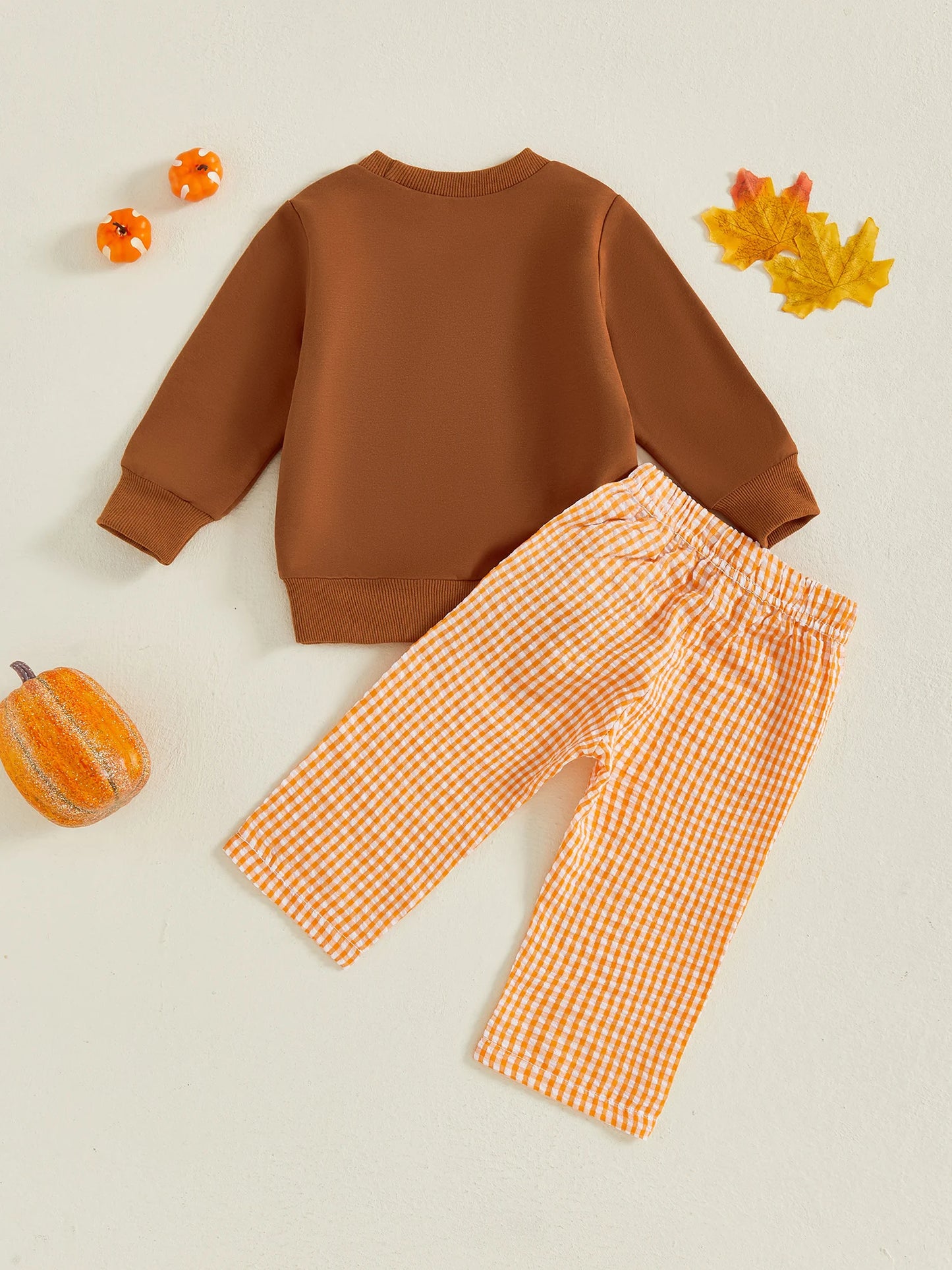 Adorable Toddler Boy Halloween Costume Set with Pumpkin Embroidery and Elastic Waist Pants for a Spooky Look