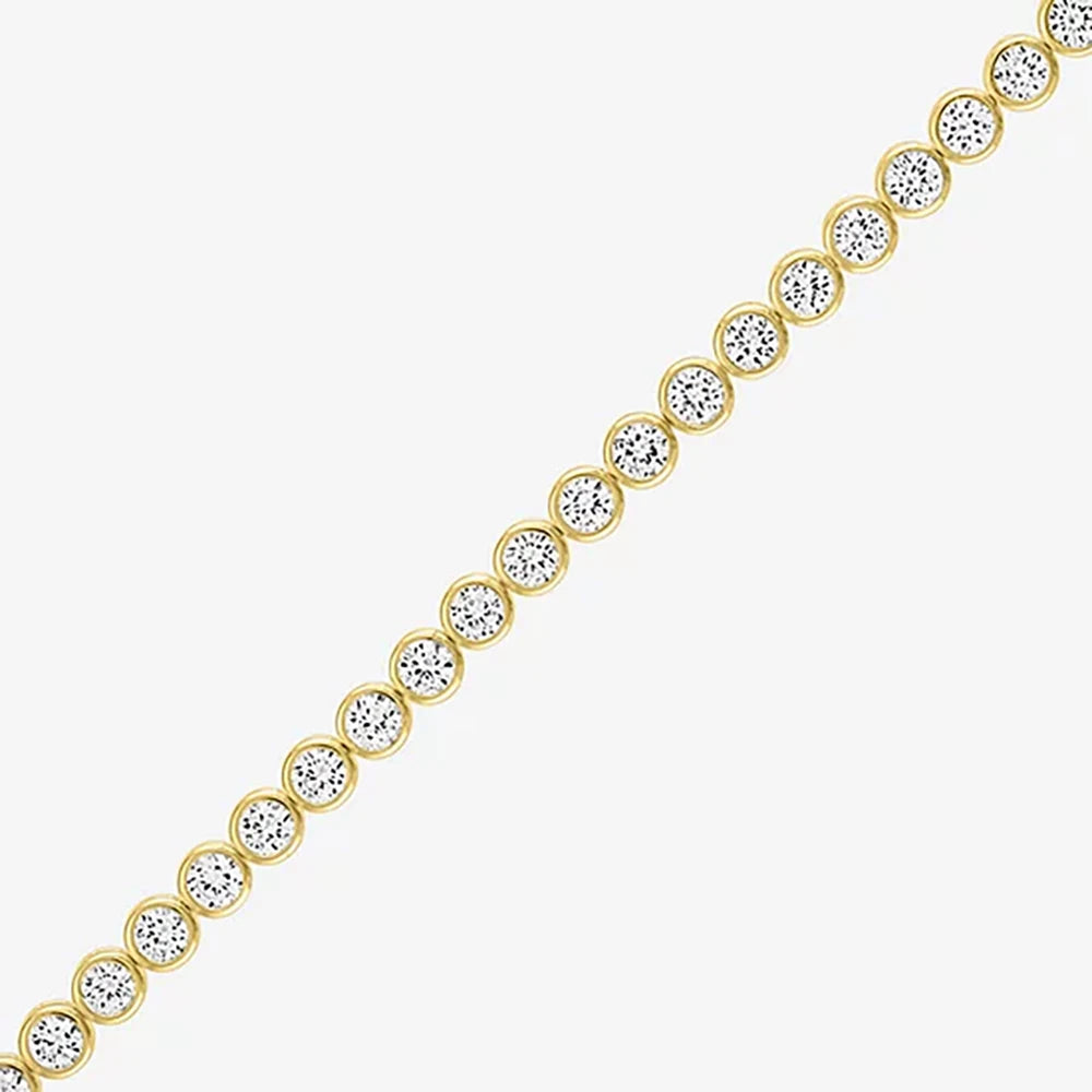 925 Sterling Silver 14k Gold Plated Tennis Chain Bracelets Elegant Lab Diamond Moissanite Bezel Jewelry Anniversary US Warehouse