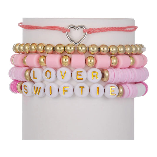 5 Pcs Album Inspired Bracelet with Clay Bead for Taylor Fans Bracelet Gifts Set Album Bracelets for Teen Girls Music Lovers Fans