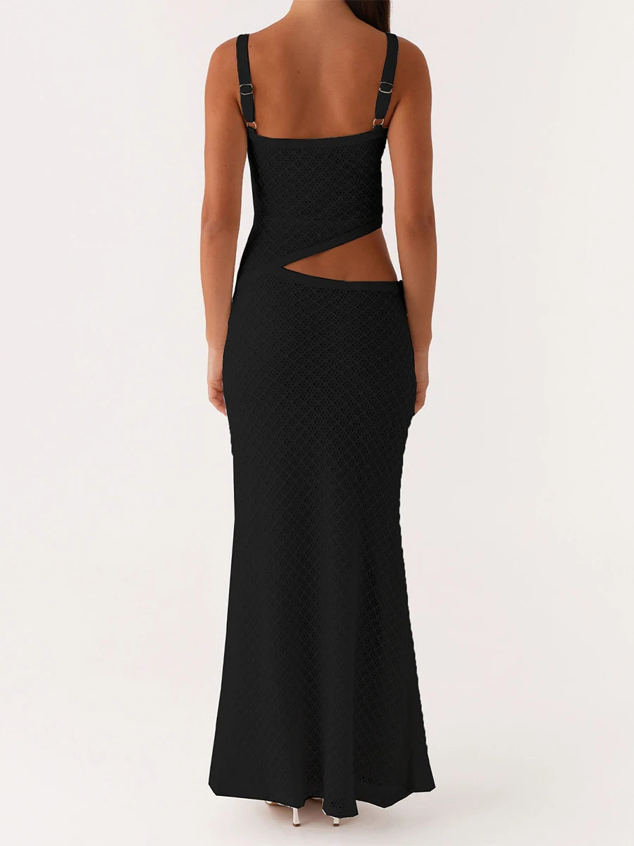 Elegant Women s Sleeveless Spaghetti Strap Bodycon Dress with Chic Hollow Out Design and  Fit Silhouette