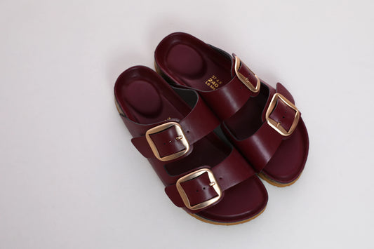 SUFU Women's Summer Comfortable Slip-On Slippers with Adjustable Buckle Straps - Open-Toe PU Sandals Casual Shoes