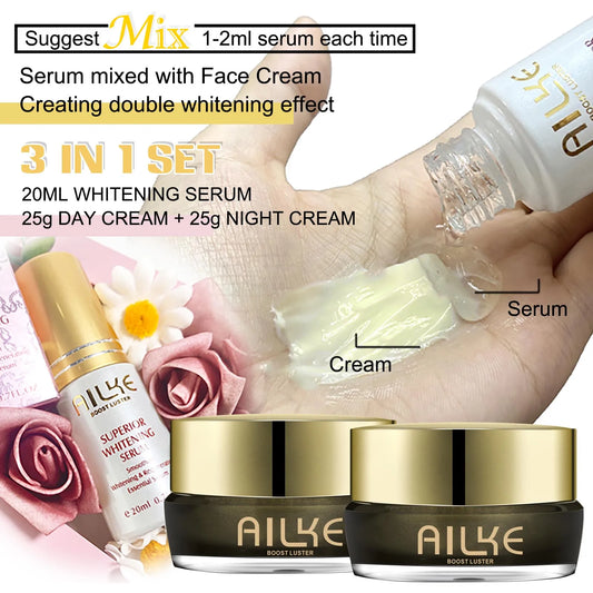 AILKE Whitening Face Cream, Antioxidant, Reduce Dark Spots, Inhibit Melanin, Anti-aging, With Collagen, Niacinamide, Glutathione