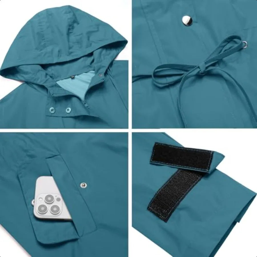 IN'VOLAND Plus Size Rain Jackets For Women Waterproof Rain Coats with Hood Lightweight Windbreaker Outdoor Trench Coat