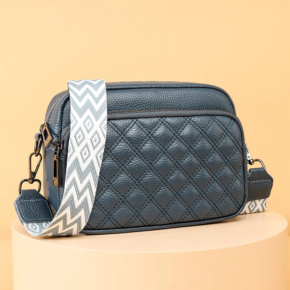 Women Crossbody Bag Genuine Leather Fashion Messenger Bags Simple Casual Portable Elegant Adjustable Straps Handbags and Purse