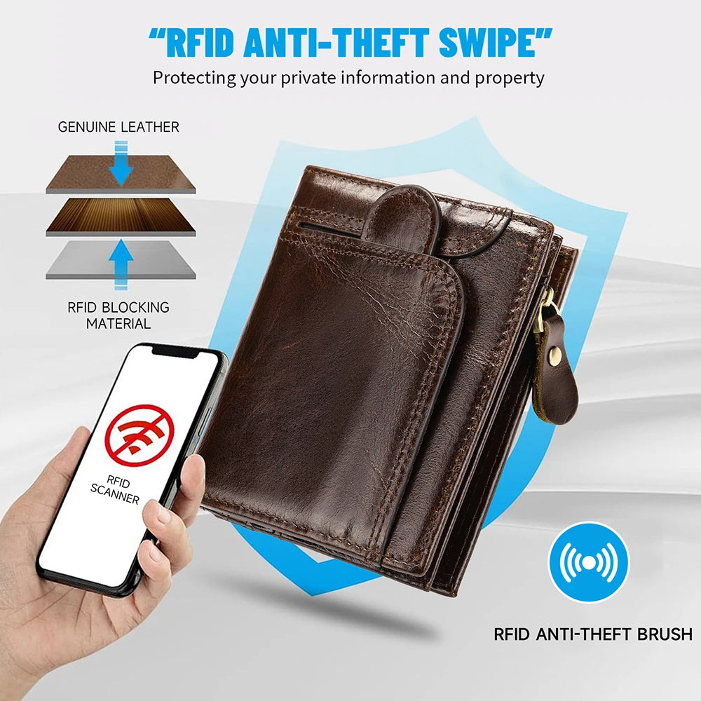 WESTAL RFID Men Wallets Genuine Leather Hasp Design Clucth Wallets for Cards Coin Purse Man Money Bags Wallet with Coin Pockets