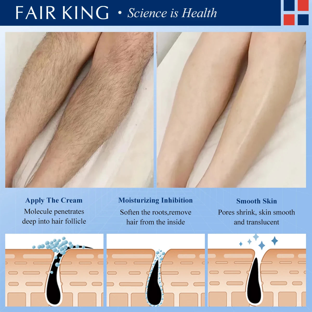 FAIR KING Depilatory Cream Men Women Herbaly Painless Hair Remover Cream For Removal Armpit Legs Hair Body Care Skin Care 40g