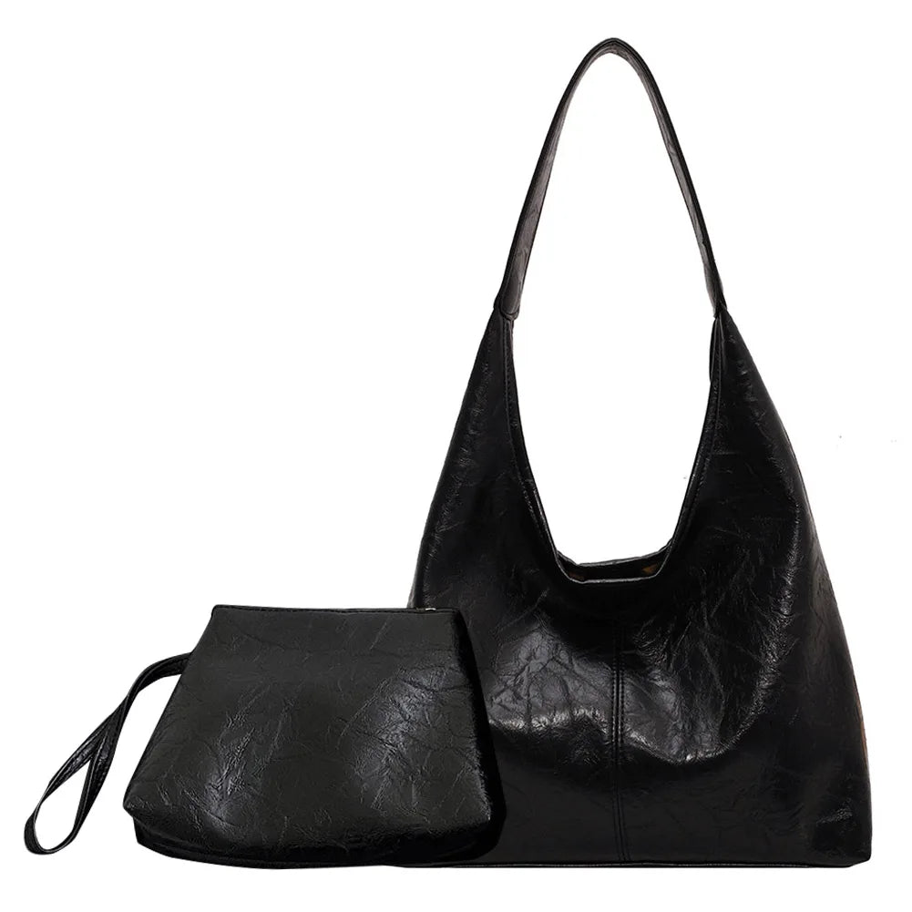 Women Soft Underarm Bag Fashion Hobo Bag and Clutch Versatile 2pcs Shoulder Bag and Handbag Set Satchel Hobo Bag Commuting Bag