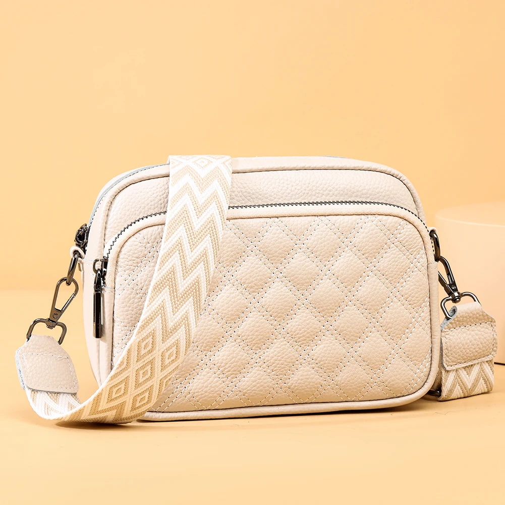 Women Crossbody Bag Genuine Leather Fashion Messenger Bags Simple Casual Portable Elegant Adjustable Straps Handbags and Purse