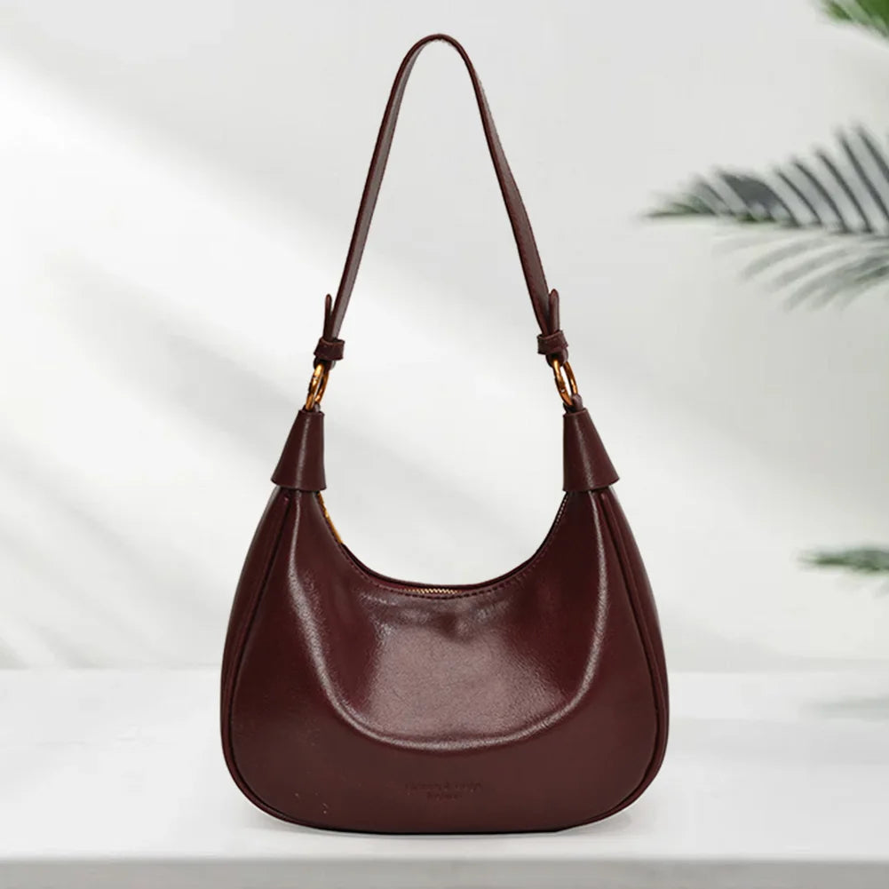 Shoulder Bag for Women Adjustable Strap Underarm Bag PU Leather with Zipper Hobo Bag Solid Handbag Work Travel Bag