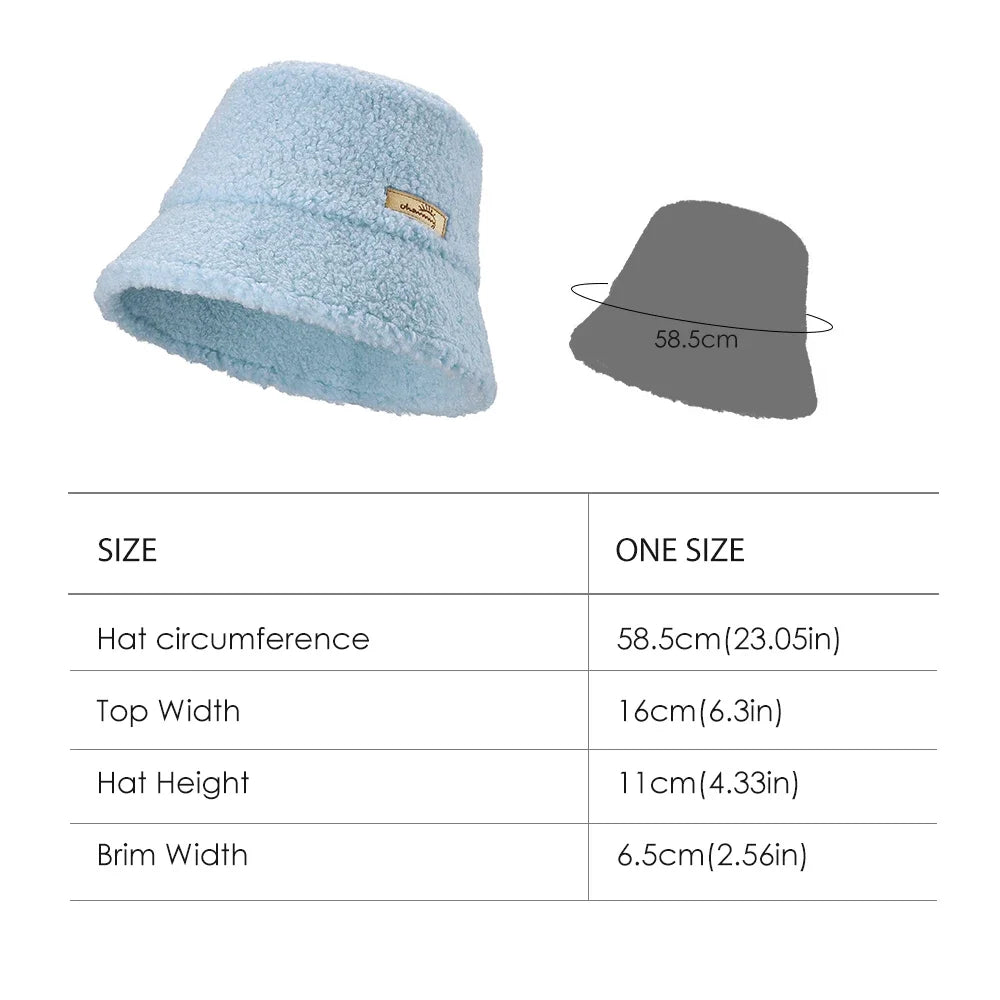 OhSunny Winter Bucket Hat for Women Keep Warm Cap Outdoor Casual Hats For Ladies Girls Riding Windproof 56-58cm