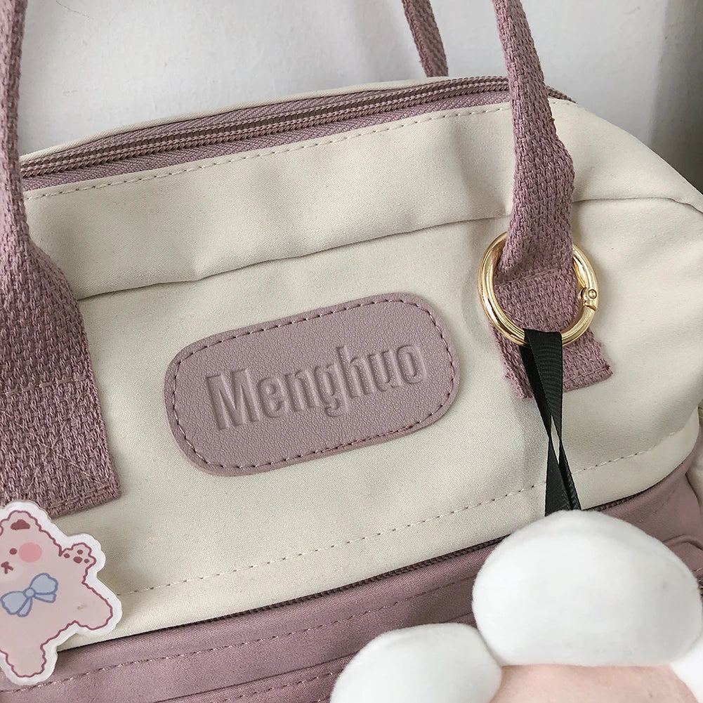 Kawaii School Backpack with Zipper Stylish Casual Fashion Bag for Women Girls Perfect for Travel Shopping and Daily Use