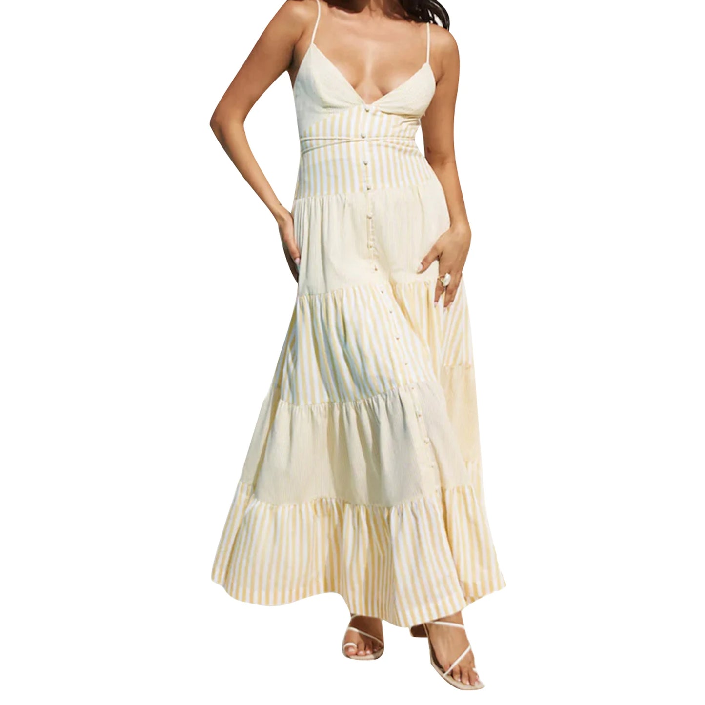 Elegant Floral Print Off-Shoulder Maxi Dress Boho Style Ruffle Sleeveless Beach Party Long Dress for Women Summer Fashion