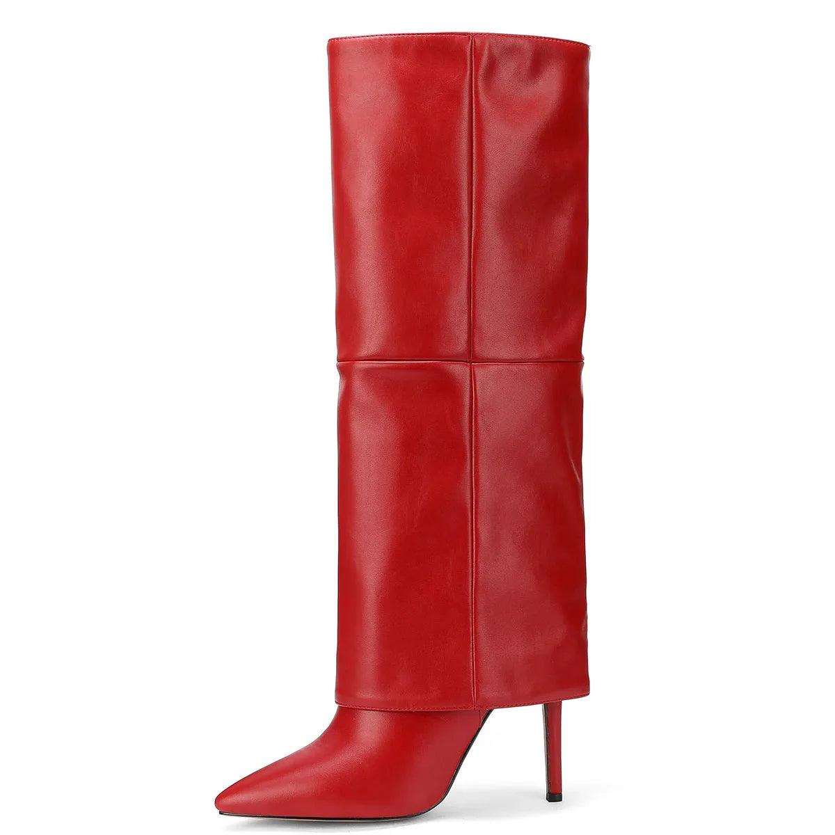 Women's Fold Over Boots Knee High Boots for Women Pointed Toe Stiletto Heel Long Boots Sexy Tall Boots Slip On Fall Winter boots