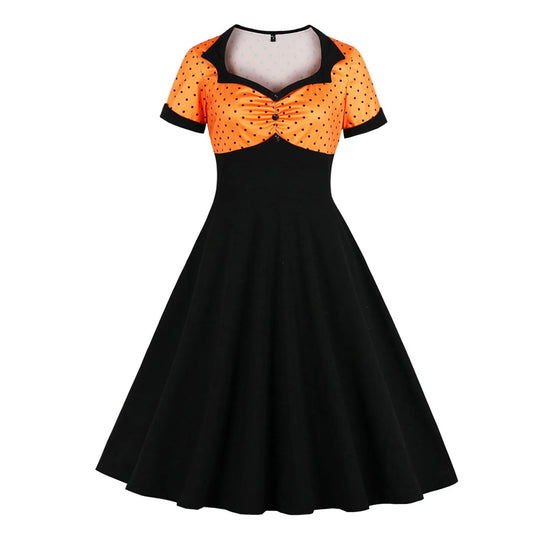 Women'S Vintage Polka Dot Lapel  Short-Sleeved Belt Dress Vestidos Mujer Veranoa 2025 Robe Femme Dress Women Women Clothing