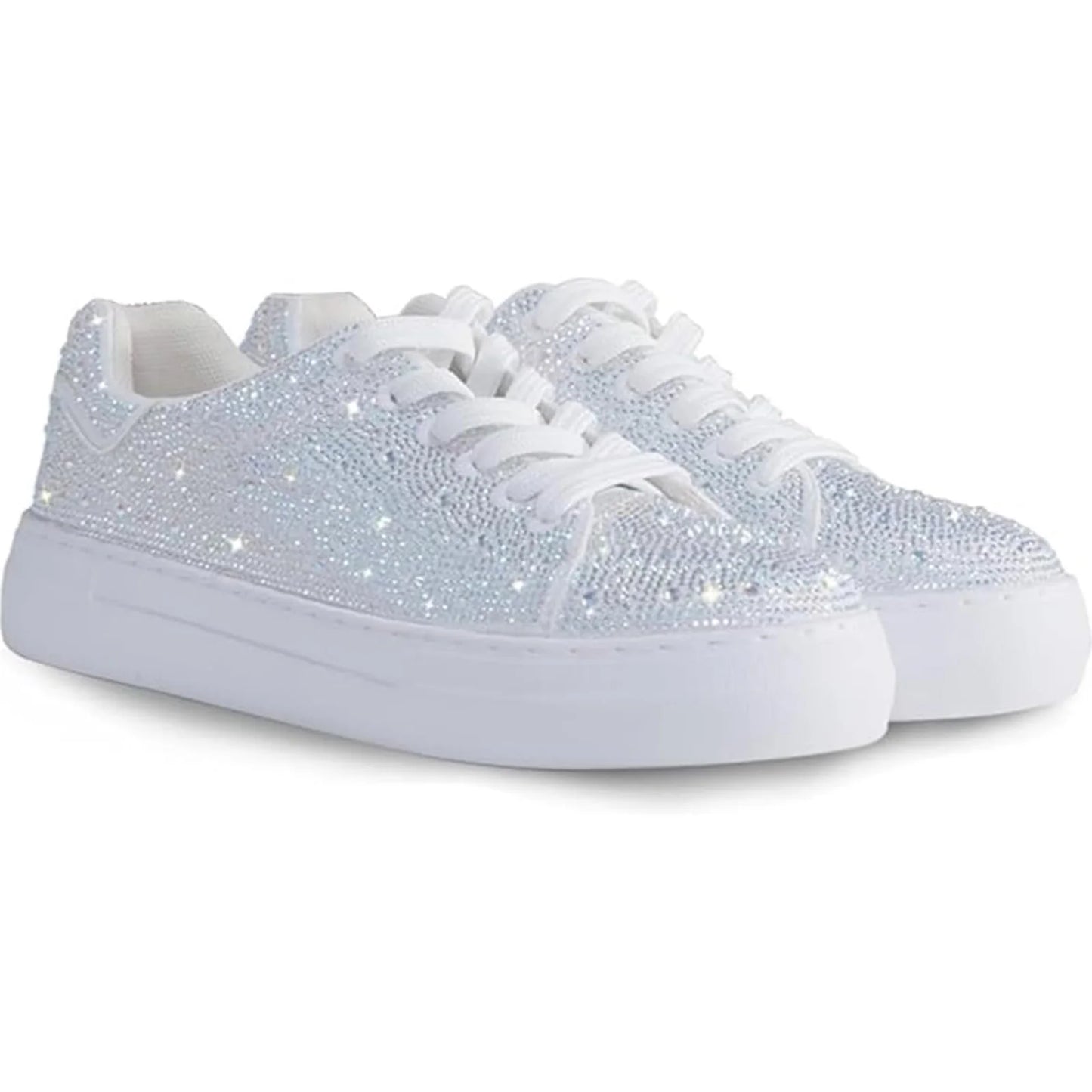 Sparkle Rhinestone Sneakers for Women Bling Sneakers Rhinestone Sneakers White Shoe Glitter Fashion Bedazzled Platform Tennis Sh