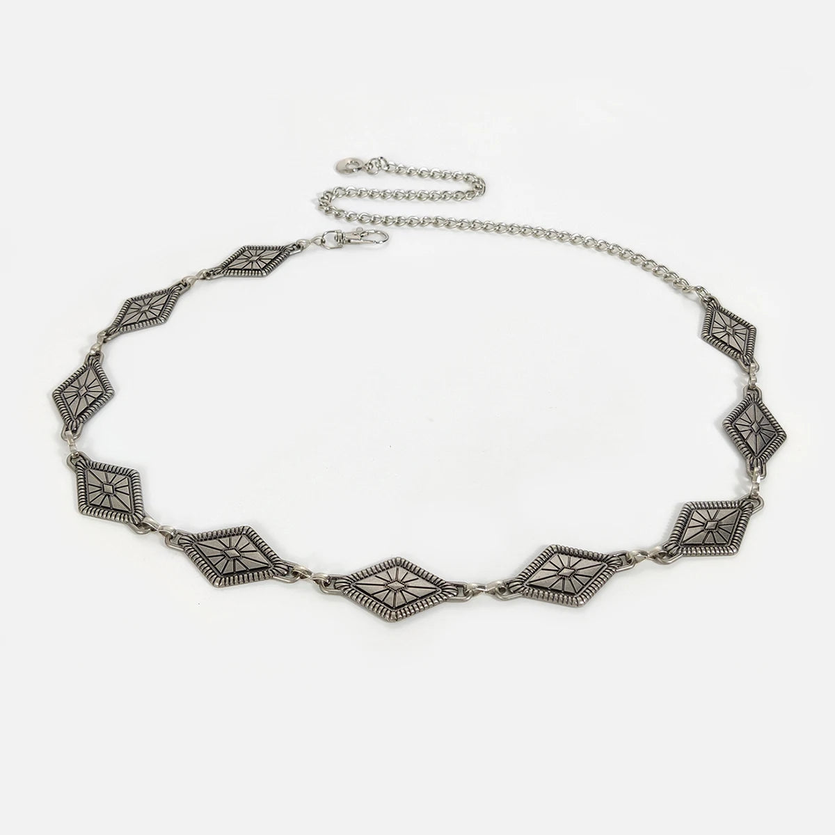 Vintage Gold Chain Belt Female rhombus Metal Lady Waist Punk Goth Belts For Women Silver Thin Waistband Pant Harajuku Accessory