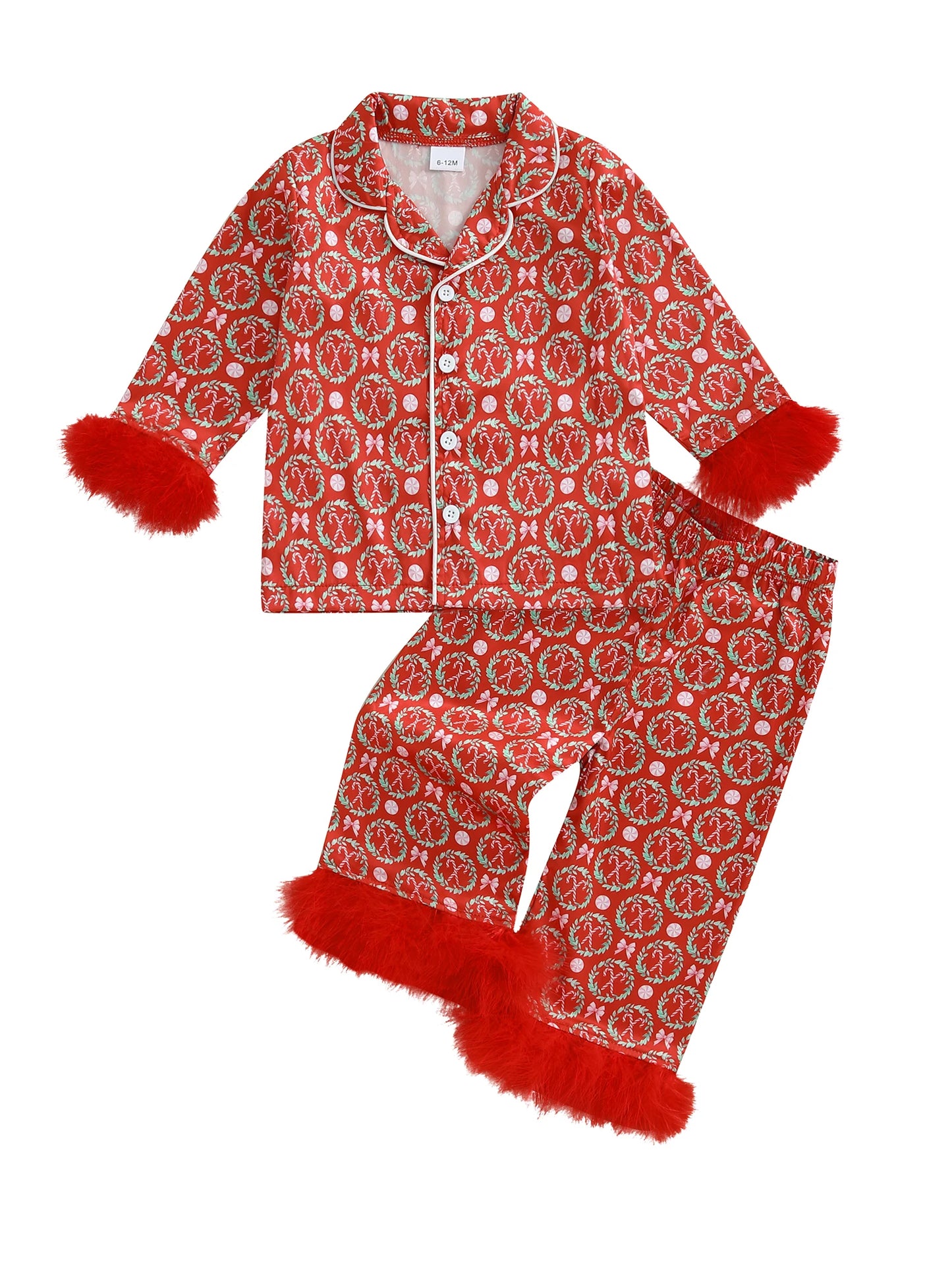 Kids 2-Piece Christmas Pajama Set with Reindeer Print Top and Matching Pants - Holiday Loungewear for Toddlers