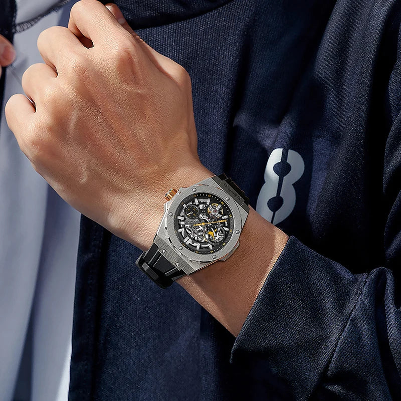 WM Watch Men Automatic Mechanical Skeleton Watch Collaboration Series Limited Edition 80 Hours Power Reserve Welly Merck WM128