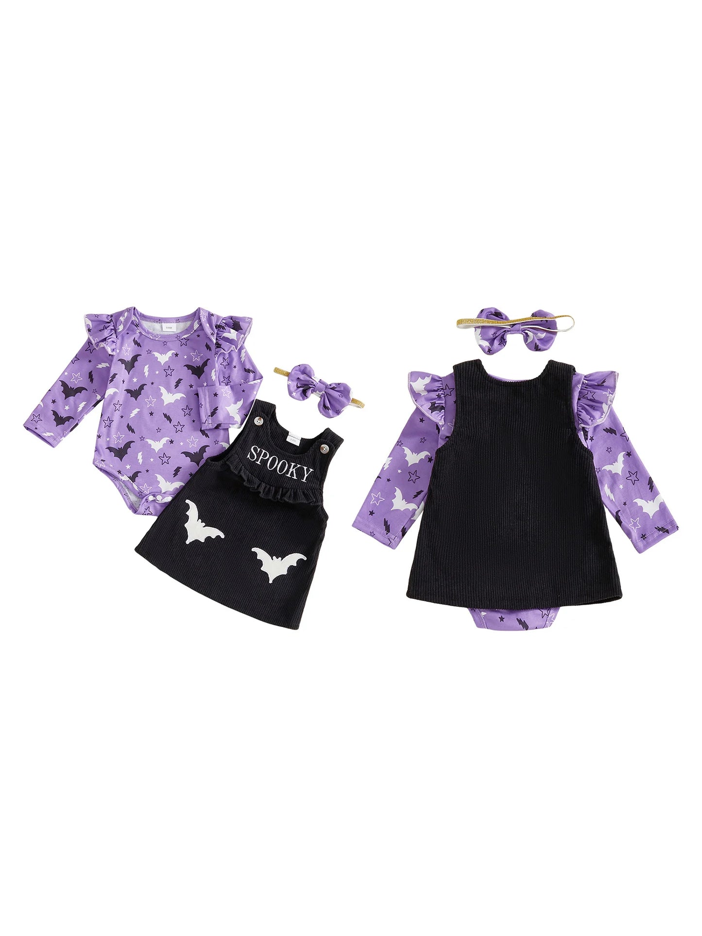 Toddler Boy Halloween Costume Ghost Print Short Sleeve Romper and Suspender Pants Bow Tie Set with Hat and Socks
