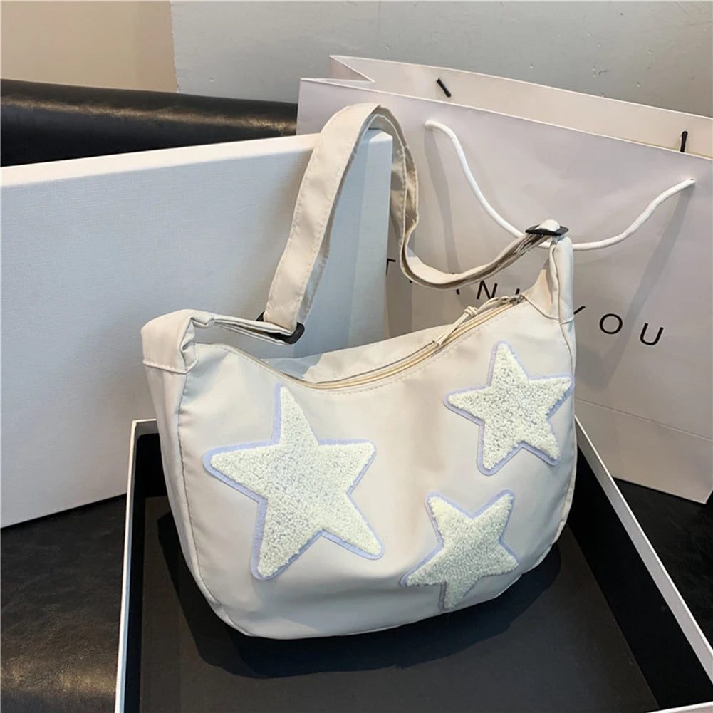 Women Canvas Messenger Bag Versatile Y2k Hobo Bag Adjustable Strap Crossbody Sling Bag Pentagram Satchel Bag Slouchy Travel Bag