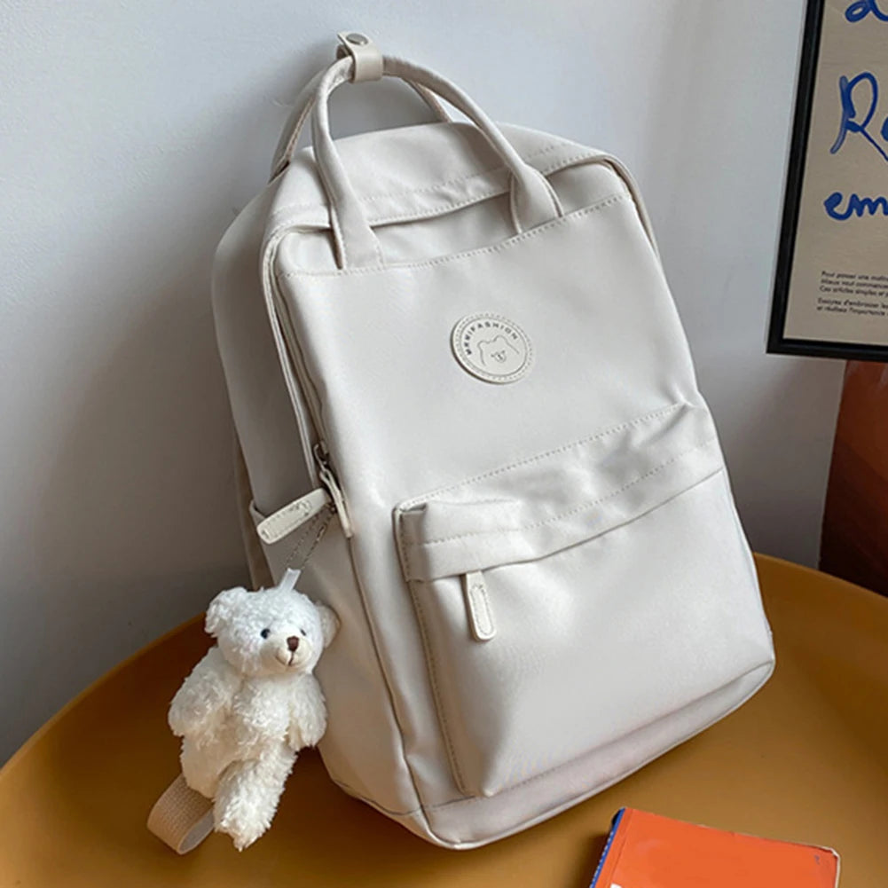 Stylish Teens School Backpack Large Capacity with Plush Pendant for Travel Camping Sports and Work