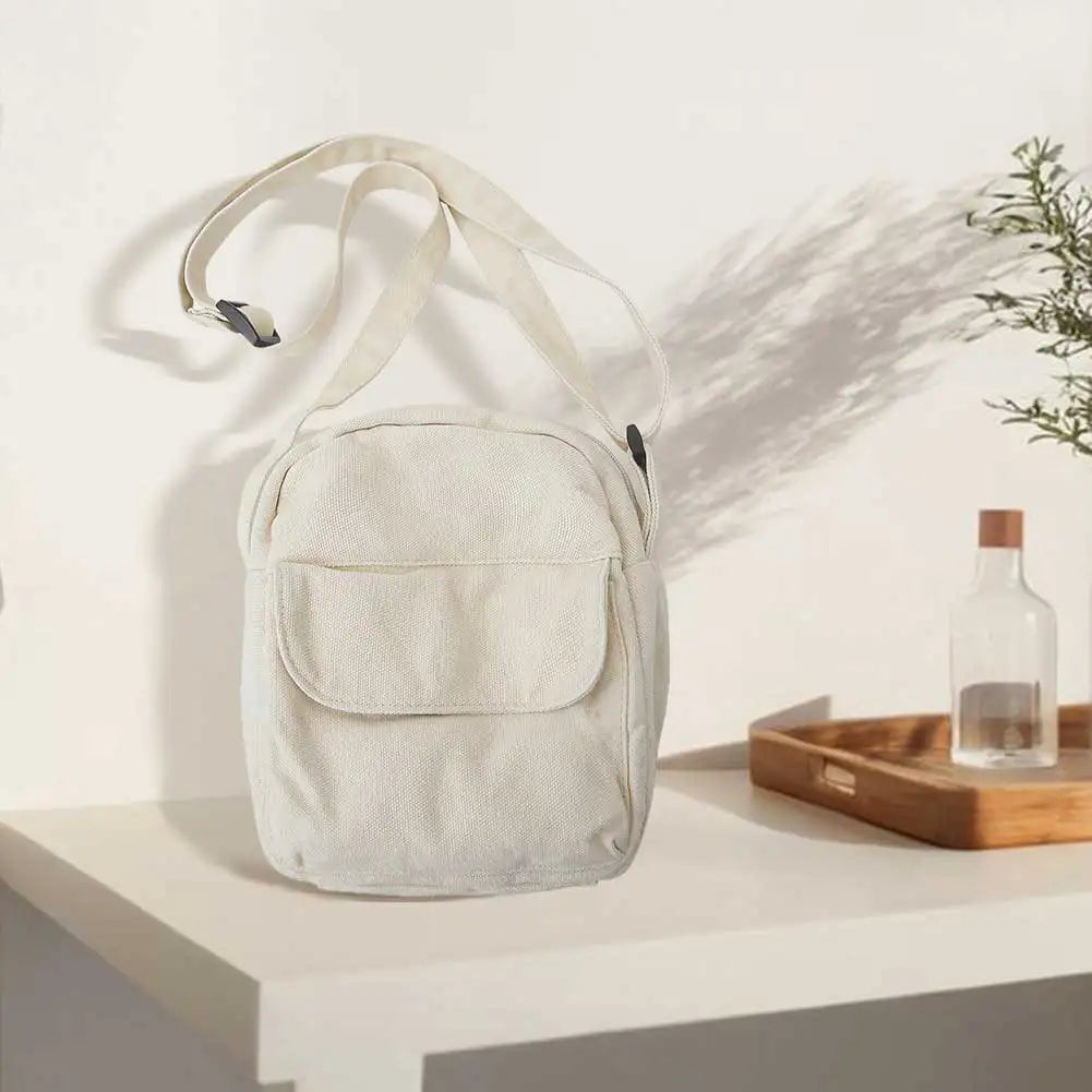 Crossbody Bag for Women Adjustable Strap Satchel Purse Canvas Solid Color Messenger Bag for Travel Commuting