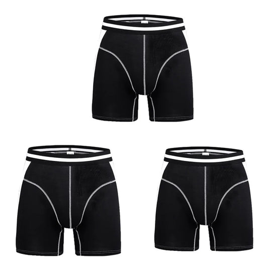 Men's Extended Length Modal Boxer Briefs Comfortable Underwear Soft Breathable Casual Boxers
