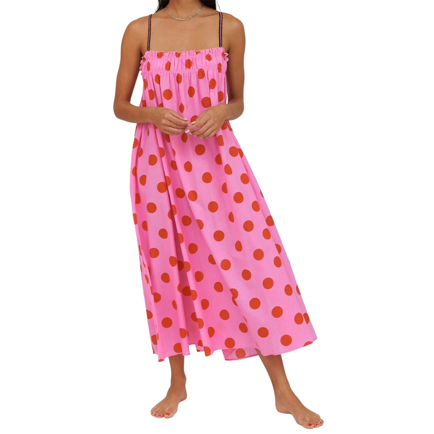 Elegant Floral Print V-Neck Maxi Dress with Adjustable Spaghetti Straps and Ruffled Hem for Summer Fashionistas